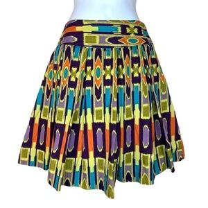 Size 4 Colorful Tiki Retro Pinup Cotton Skirt Small A Line Work To Weekend